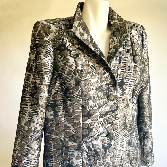 Lafayette Grey Black Cream Polyester Blazer size 14 - Picture 4 of 15